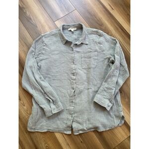 Anne Klein Cotton Light Blue Cotton Waffle Shirt Size Large